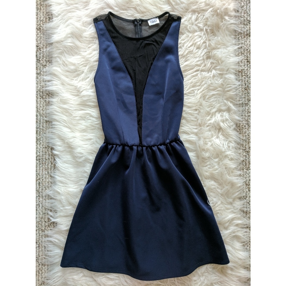 Tobi Dark Blue Black Mesh Dress